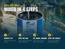 Four steps to mix PondPro 2000 with a drill paddle in the gallon can