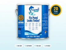 PondPro 2000 1 gallon can of liquid butyl rubber pond sealer with 20-year warranty badge