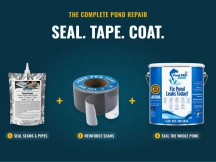 Three-step pond repair: seam compound pouch, PondPro 2000 seam tape and PondPro 2000 pail