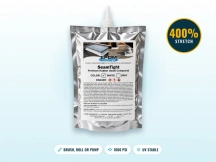 White SeamTight rubber seam compound pouch with 400% stretch and 1000 PSI badges