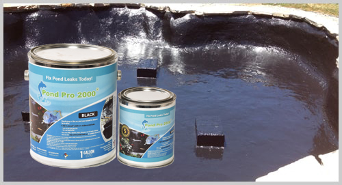 Pond Pro 2000 liquid rubber pond liner sealant applied for waterproof repair by pondpro2000.com