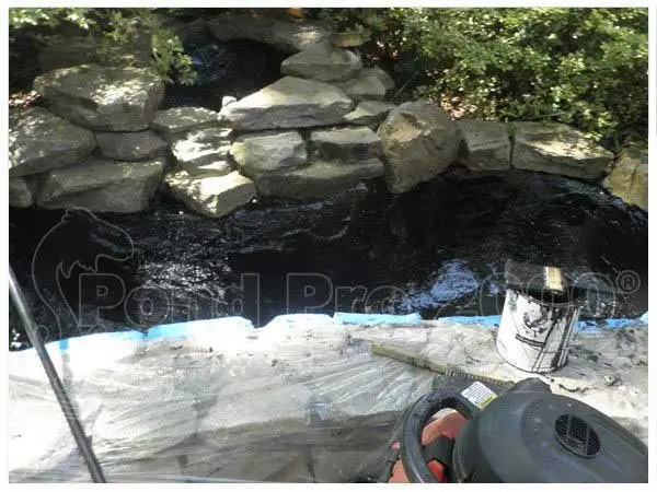 Concrete pond repair and sealing process with protective liner by pondpro2000.com