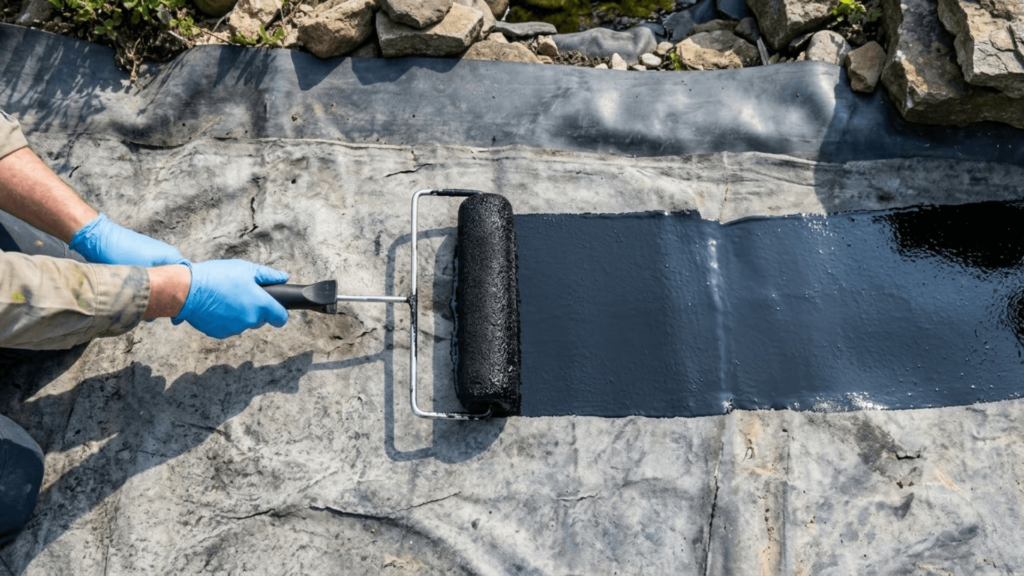 Image showing Pond Pro 2000 sealant fusing into the pores of a concrete substrate for a permanent bond.